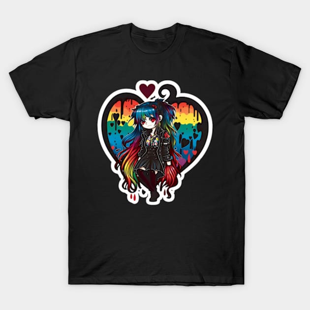 Rainbowcore Heart Dripped gothic style T-Shirt by The-Dark-King